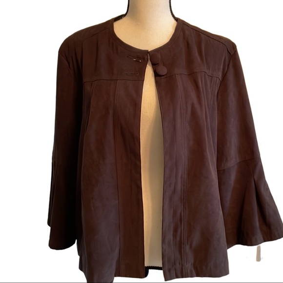 Kim Rogers Brown Faux Suede Jacket Size Large - Picture 1 of 7